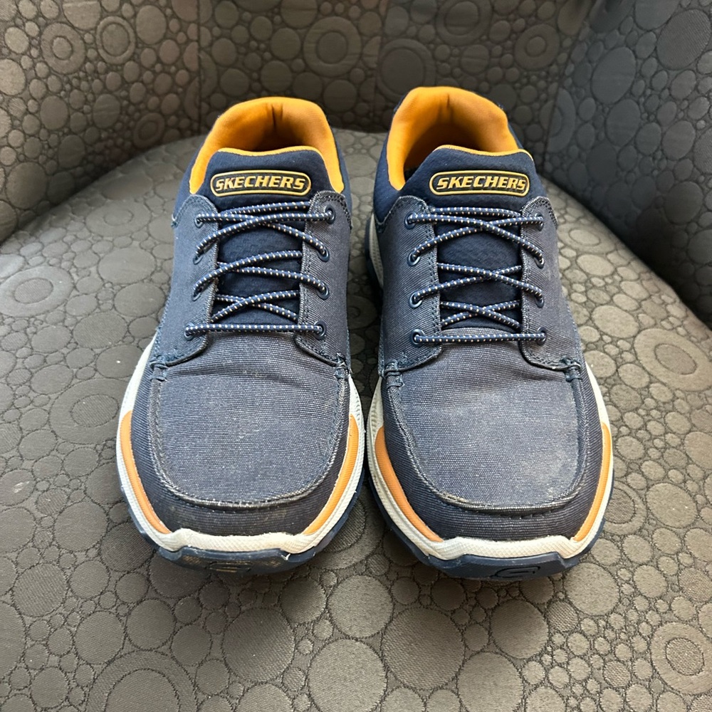 Skechers Men's Blue and Orange Casual Slip-in Shoes Size 9.5